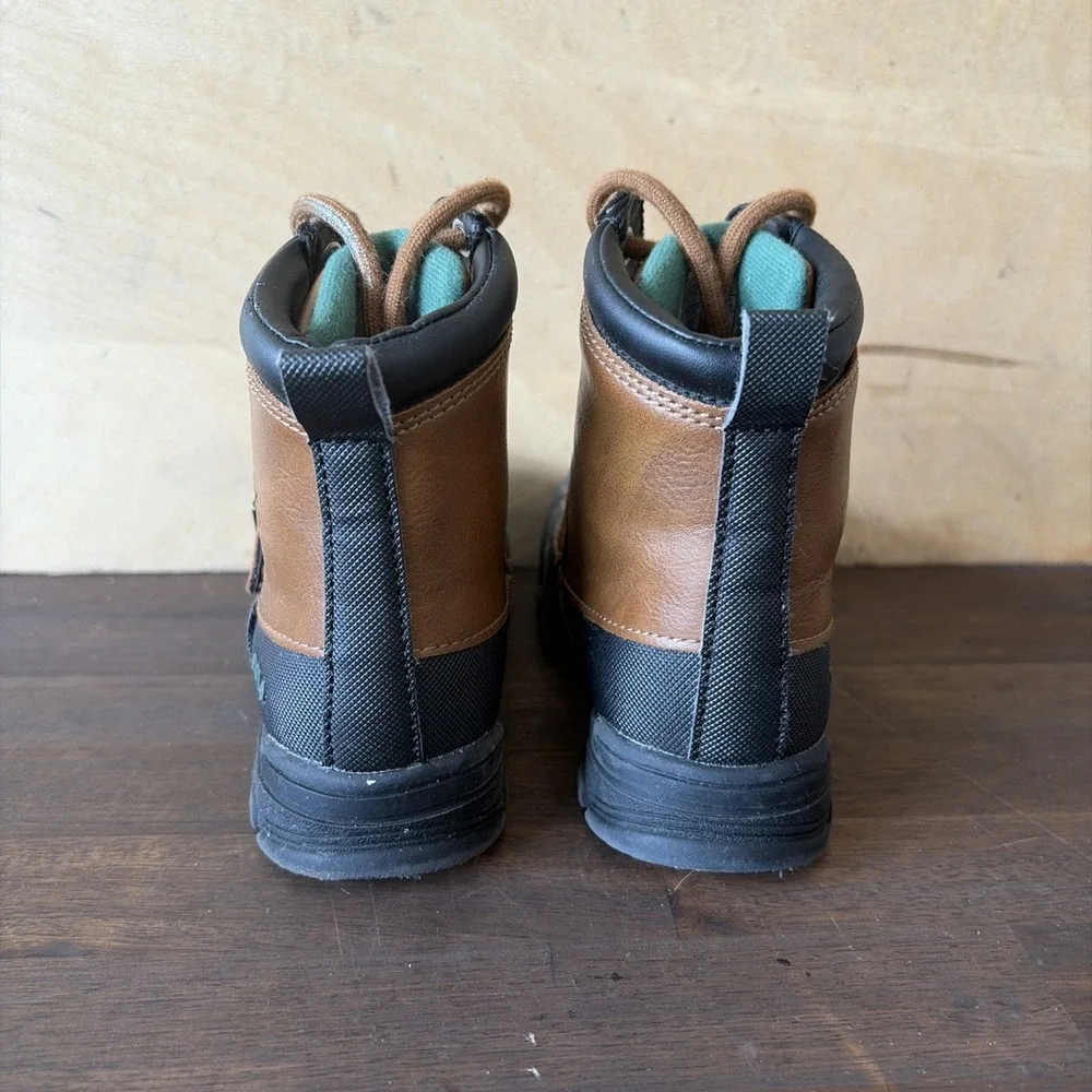 Polo Ralph Lauren Toddler Brown Black Leather Boots Water Resistant Buckle 9.5